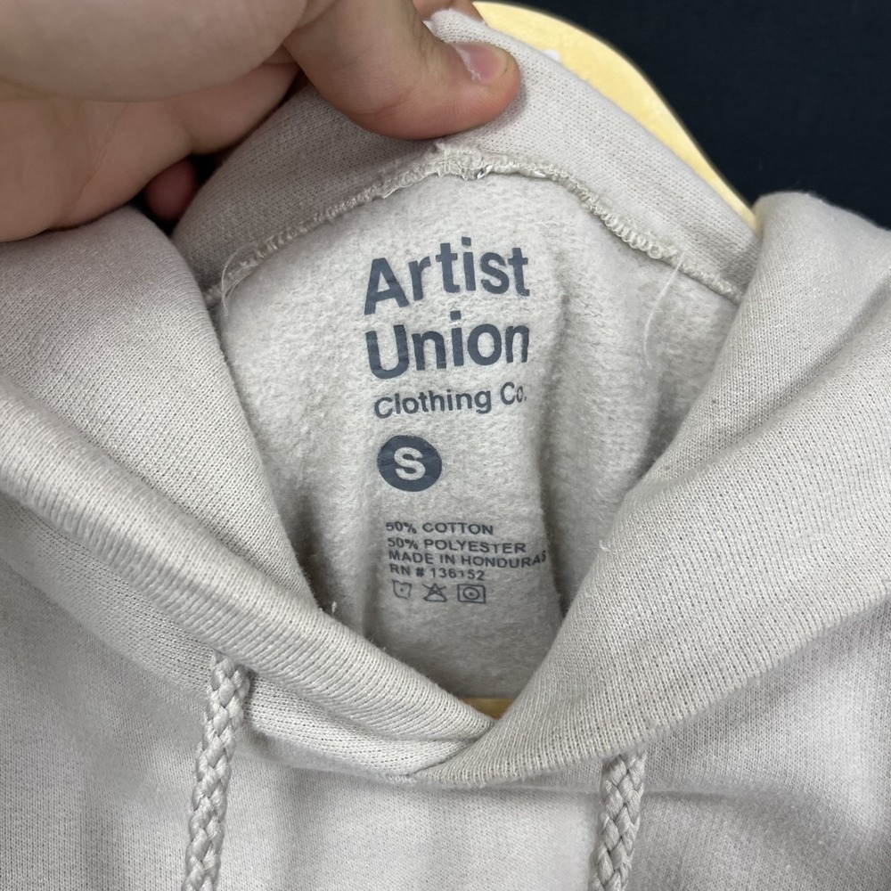 GUC Artist Union Clothing Co Beige Great Wave Tokyo Japanese Graphic Hoodie S - Picture 5 of 7